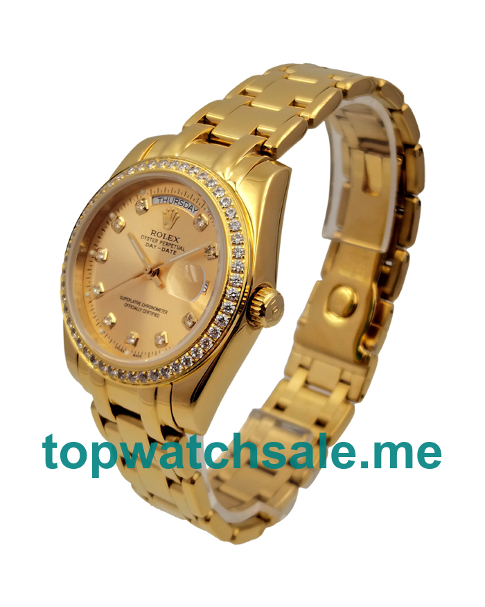 36MM Men Rolex Day-Date 18038 Champagne Dials Replica Watches UK