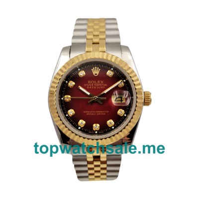 36MM Men Rolex Datejust 16233 Red Dials Replica Watches UK