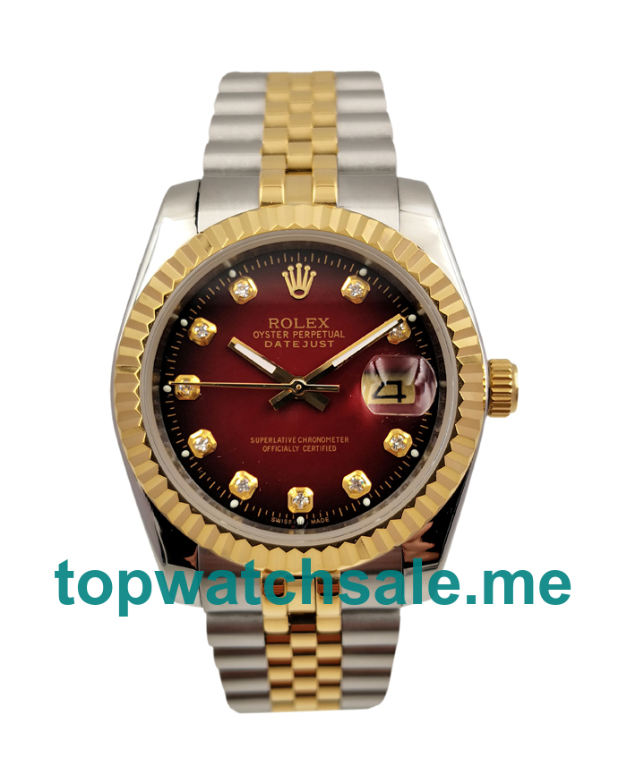 36MM Men Rolex Datejust 16233 Red Dials Replica Watches UK