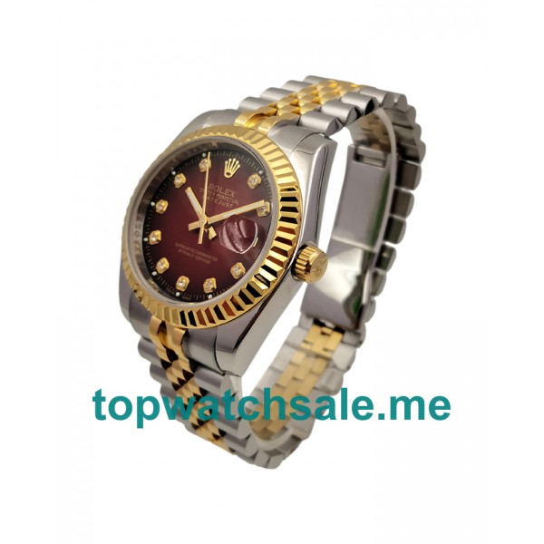 36MM Men Rolex Datejust 16233 Red Dials Replica Watches UK