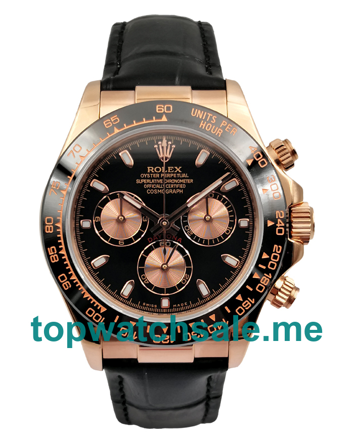 40MM Swiss Men Rolex Daytona 116515 Black Dials Replica Watches UK