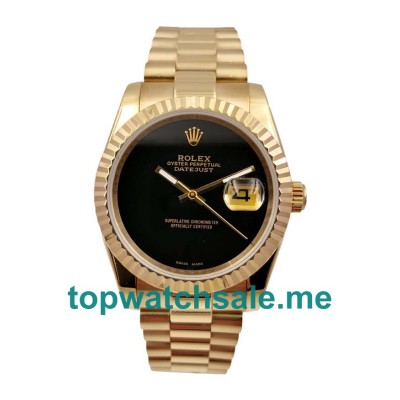 36MM Men Rolex Datejust 16018 Black Dials Replica Watches UK