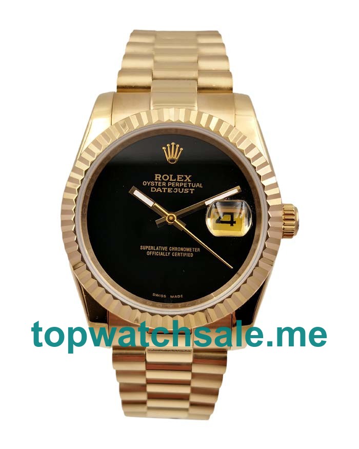 36MM Men Rolex Datejust 16018 Black Dials Replica Watches UK