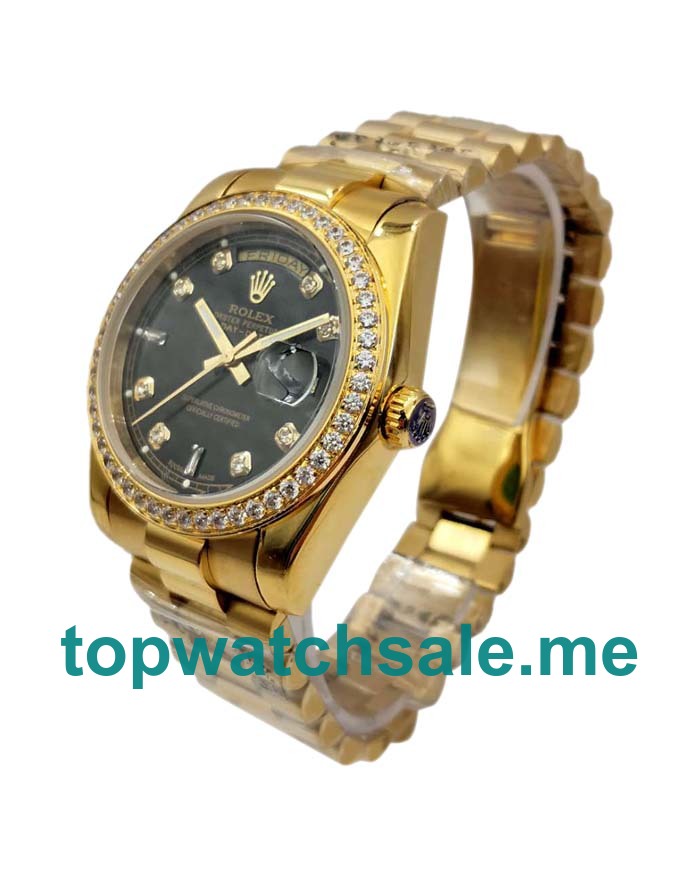 36MM Men Rolex Day-Date 18038 Black Dials Replica Watches UK