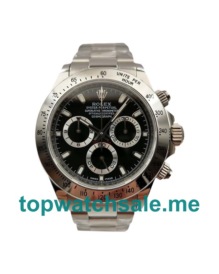 40MM Swiss Men Rolex Daytona 116520 Black Dials Replica Watches UK