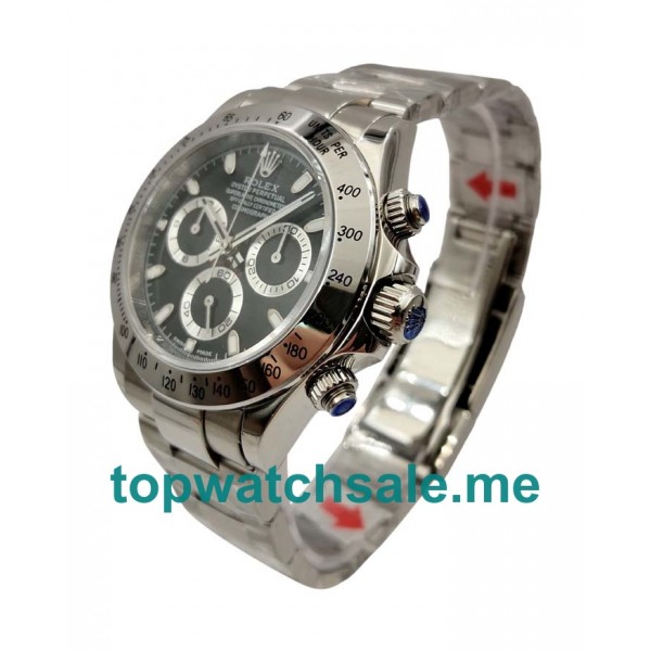 40MM Swiss Men Rolex Daytona 116520 Black Dials Replica Watches UK