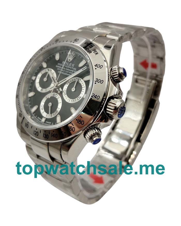 40MM Swiss Men Rolex Daytona 116520 Black Dials Replica Watches UK