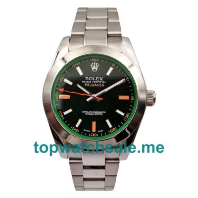 40MM Swiss Men Rolex Milgauss 116400 GV Black Dials Replica Watches UK