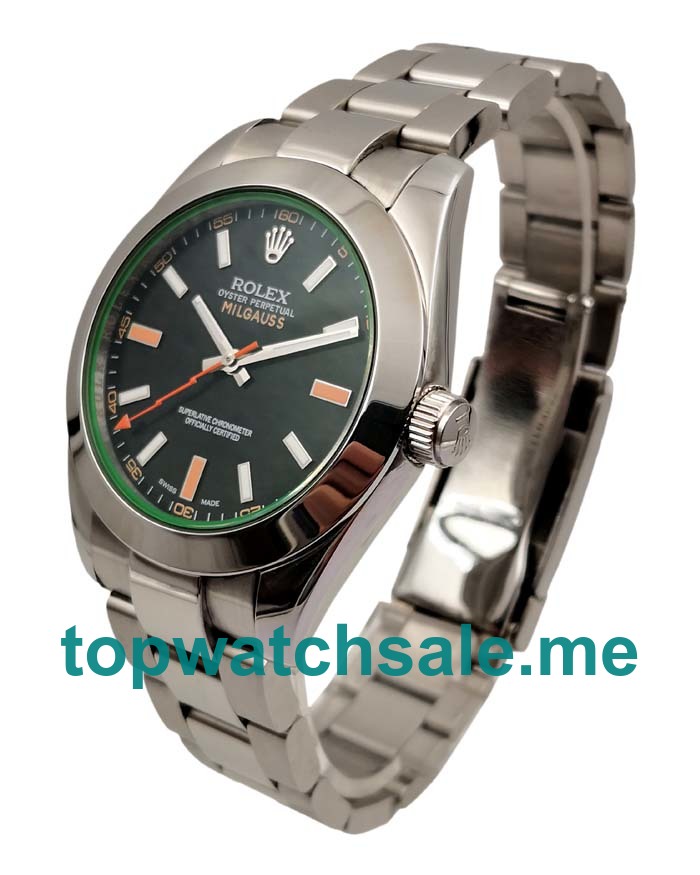 40MM Swiss Men Rolex Milgauss 116400 GV Black Dials Replica Watches UK